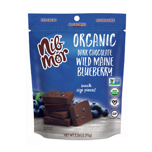 Organic 3.26oz Snacking Bag - Wild Maine Blueberry - 72% Cacao, , NibMor, NibMor, LLC - NibMor