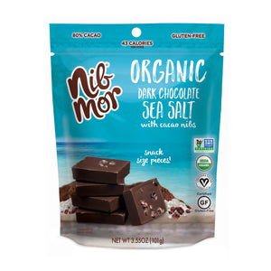 Organic 3.55oz Snacking Bag - Sea Salt - 80% Cacao, , NibMor, NibMor, LLC - NibMor